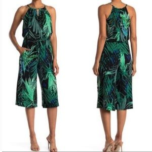 London Times Botanical Leaf Jumpsuit